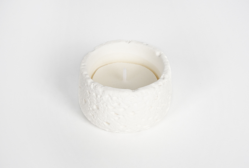 Pure White Round bowl-like Cement Jar Candle