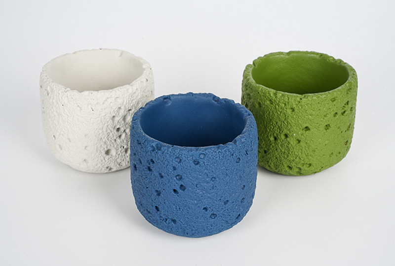 White/Blue/Gree Artisanal Porous Cement Jar Candle
