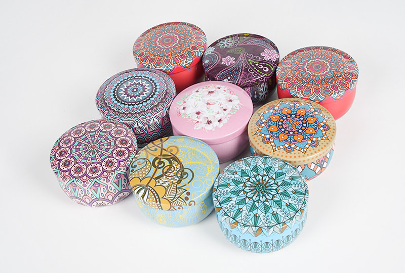 Printed Tin Dried-Flower Scented Metal Jar Candle