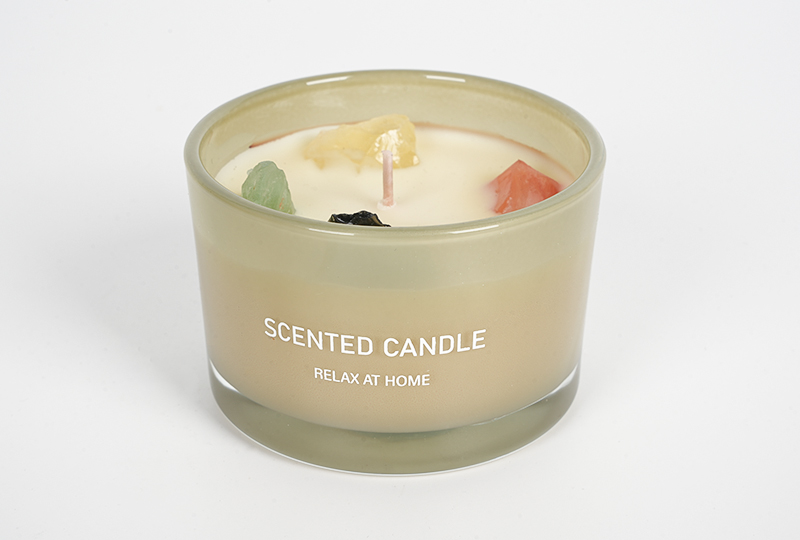 Single-Wick Crystal-Embedded Scented Glass Jar Candle