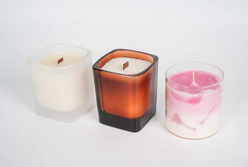 Frosted Glass Wood-Wick Art Candle
