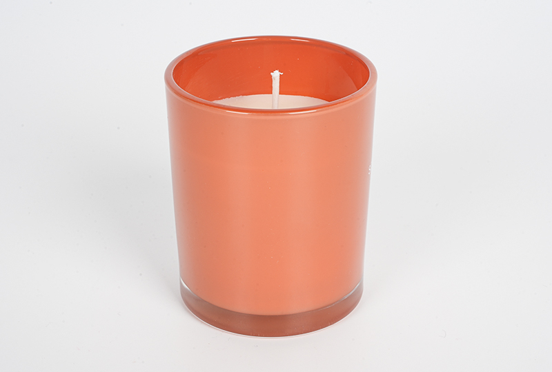 Orange Frosted Cylindrical Glass Jar Candle