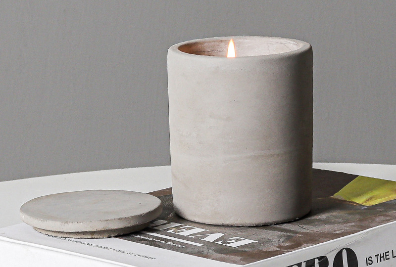 Minimalist Matte Concrete Reusable Cement Jar Candle