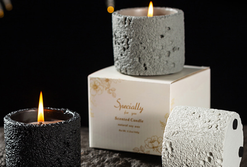 Moon Surface Textured Cement Jar Candle