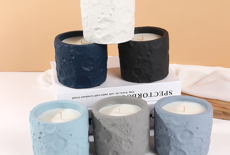 Textured Matte Colored Cement Jar Candle