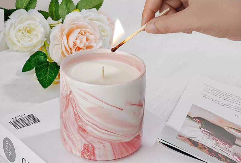 Marbled Pattern Ceramic Jar Candle