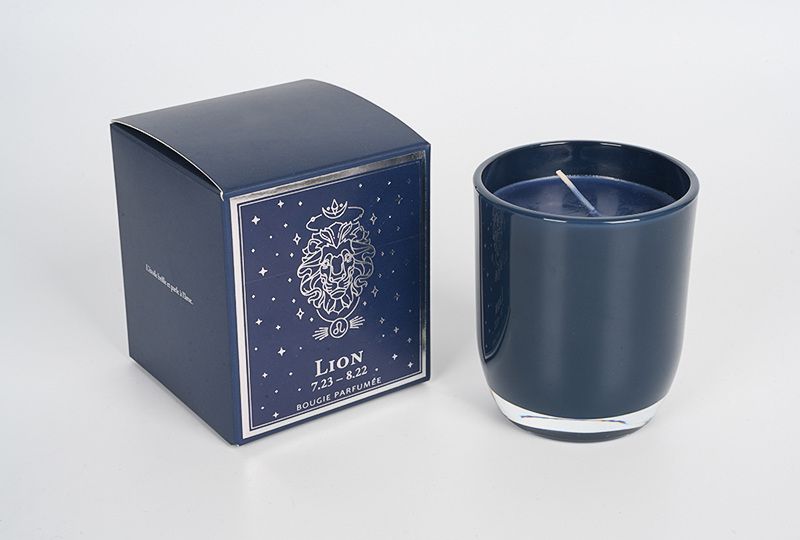 Navy Blue Leo Zodiac Scented Glass Jar Candle