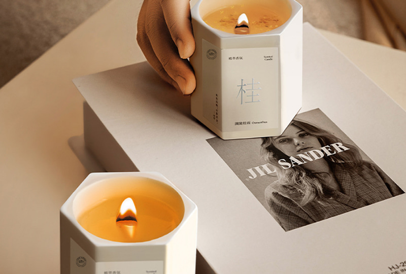 Octagonal Osmanthus Scented Ceramic Jar Candle